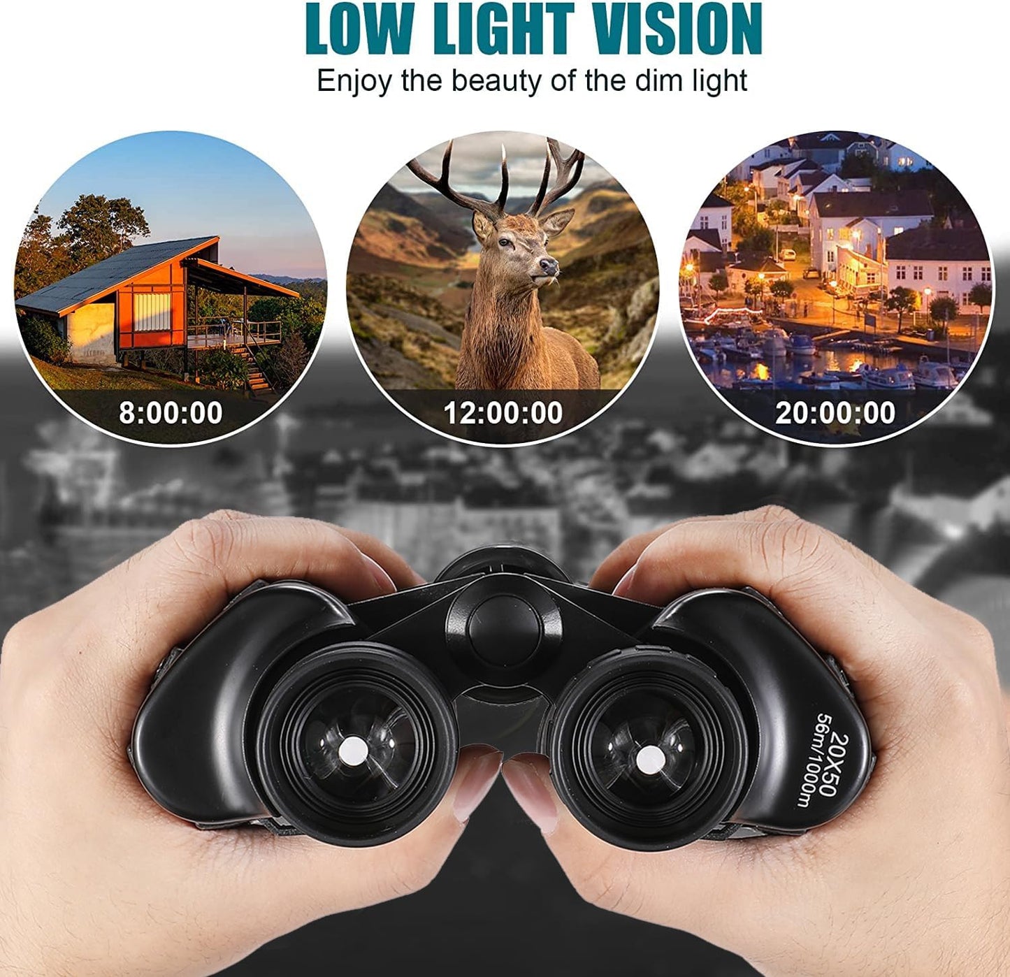 20x50 Binoculars, High Power Binoculars with Low Light Night Vision, Compact Waterproof Binoculars for Bird Watching Hunting Travel Football Stargazing BAK-4 Prism FMC Lens