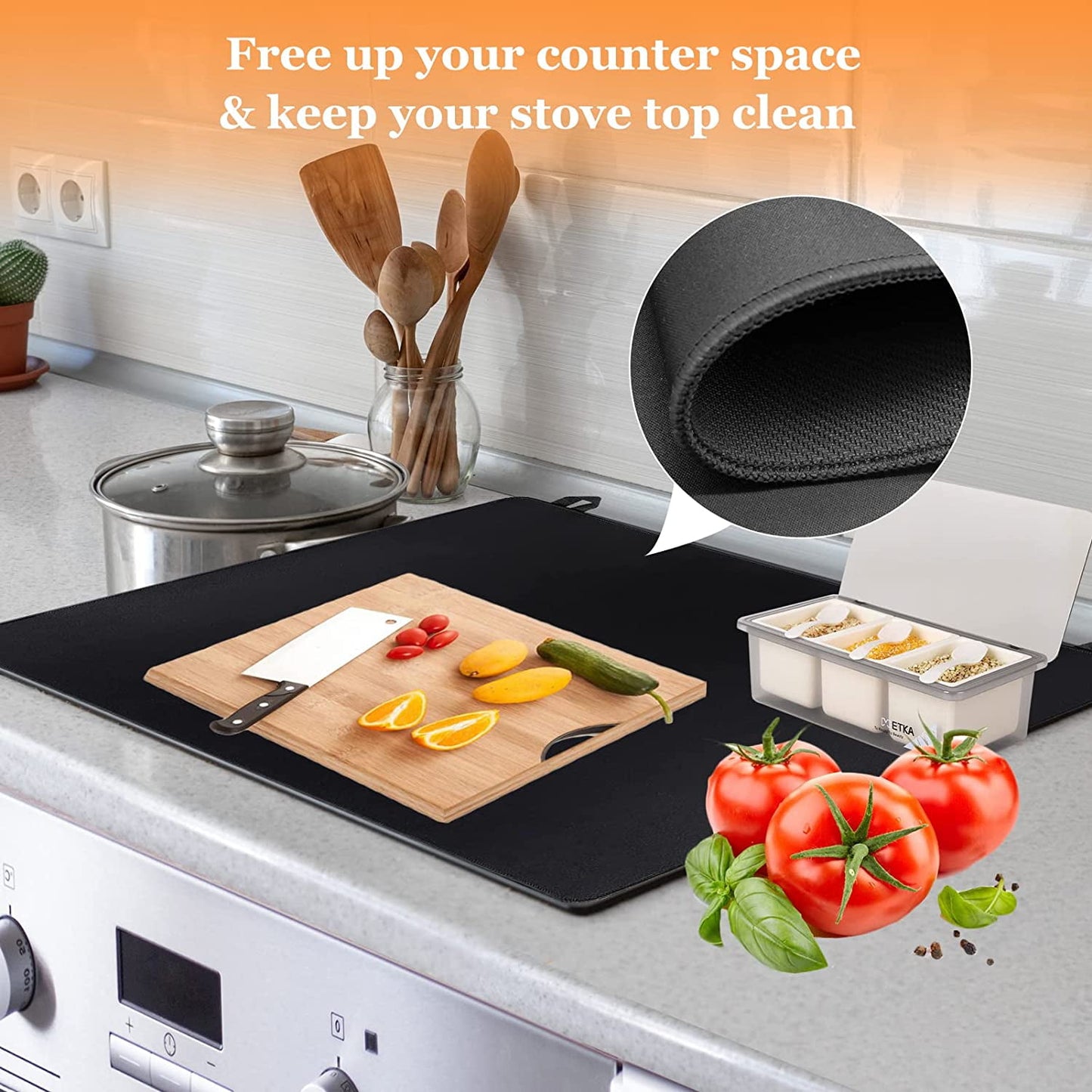 Stove Covers, Ceramic Glass Cook Electric Top Protector, 28.5x 20.5 inch with 2 Hooks