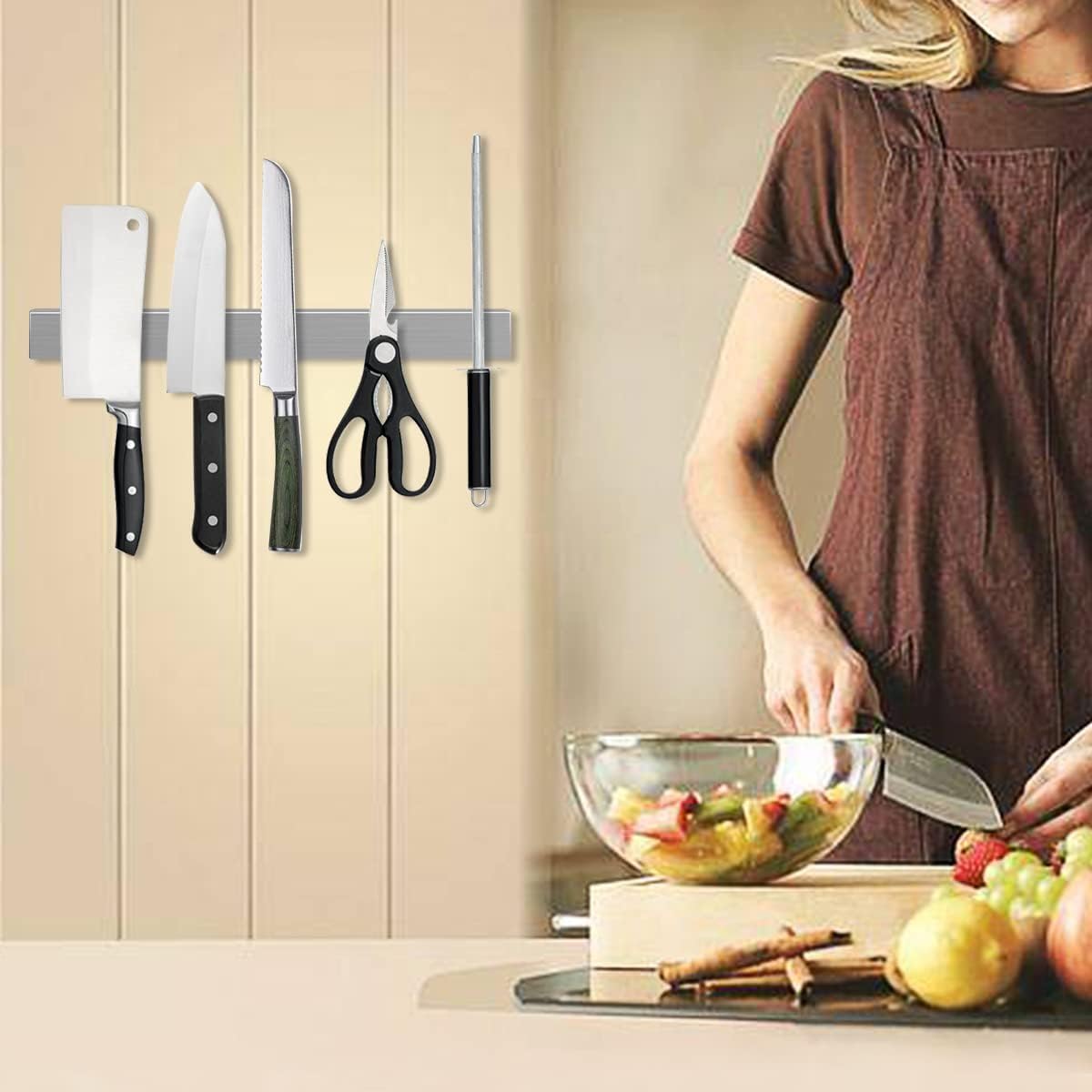 Magnetic Knife Strip, 16''x2'' Multipurpose Magnetic Knife Rack, Tool Holder for Kitchen, Garage, Workshop