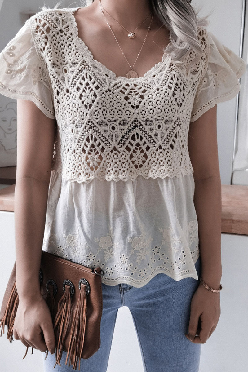 Fashion Casual Solid Split Joint V Neck Tops