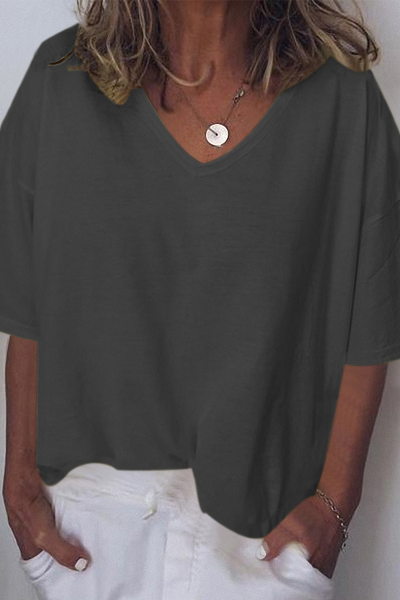 Casual Solid Basic V Neck T-Shirts(3 Colors)