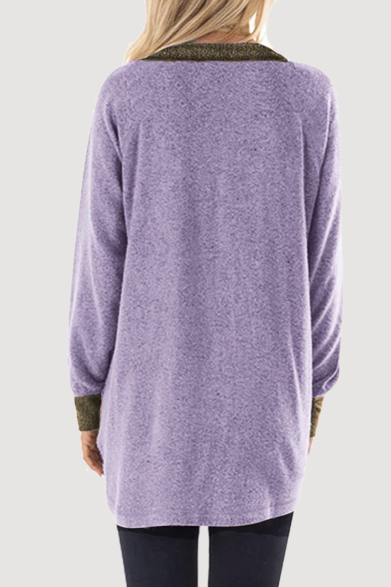 Casual Patchwork Pocket Zipper Turndown Collar Tops(4 Colors))