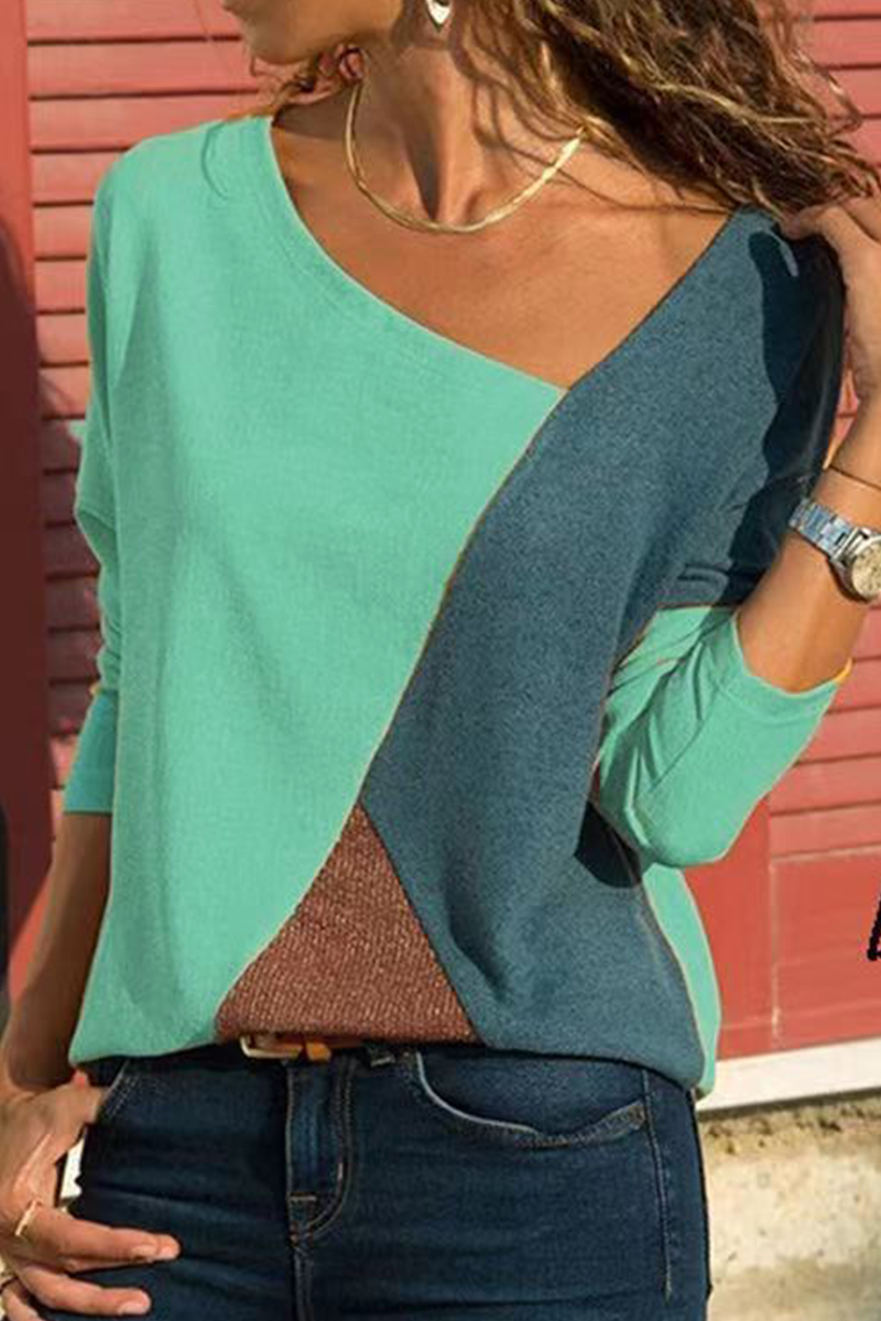 Casual Block Solid Color V Neck Tops(4 Colors)