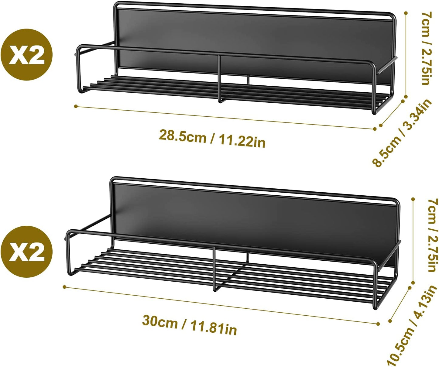 4 Pack Magnetic Spice Rack for Refrigerator, Side of Fridge Storage Shelves, Kitchen Shelf Organizer