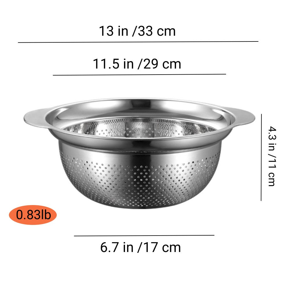 Stainless Steel Colander, 5QT Kitchen Strainer with Handle for Vegetables, Fruit, Rice, Pasta