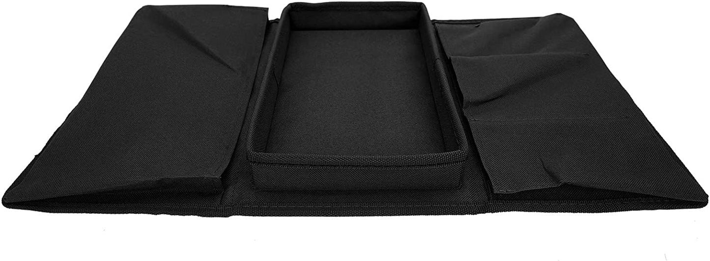 Sofa Armrest Organizer with Cup Holder Tray, 4 Pockets Bedside TV Remote Holder Chair Arm Caddy for Cellphone Tablet Notepad Book Magazines DVD Glasses