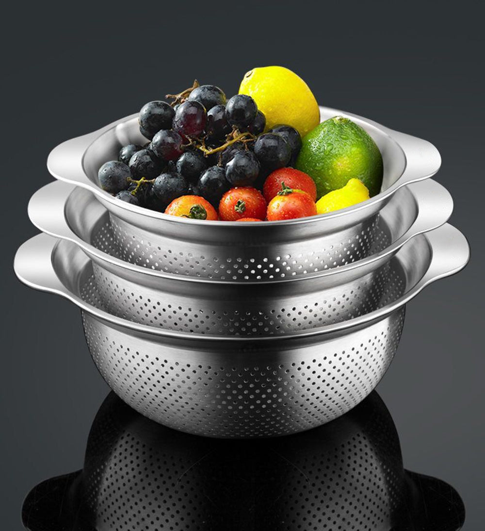 Stainless Steel Colander, 5QT Kitchen Strainer with Handle for Vegetables, Fruit, Rice, Pasta