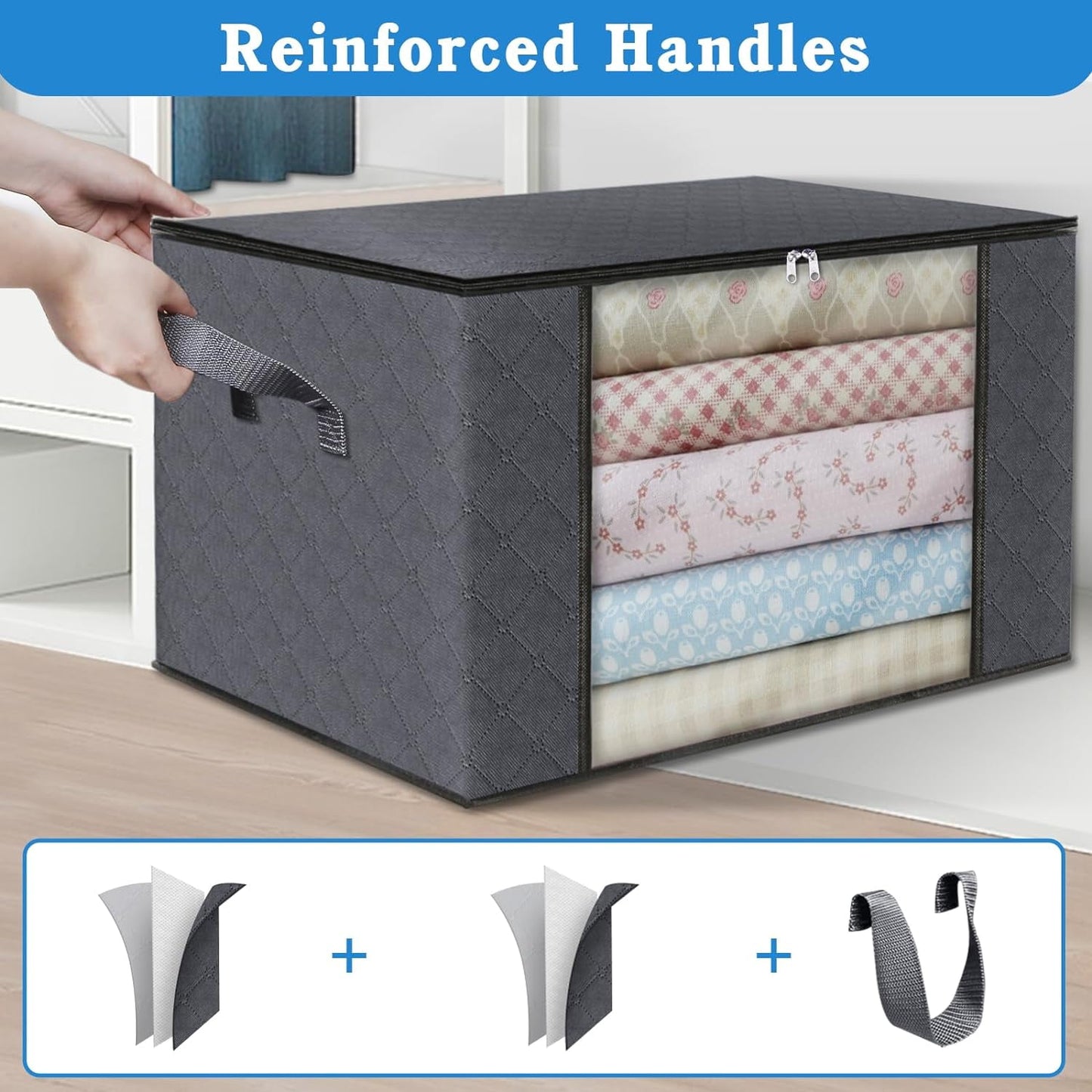 6 Pack Clothes Storage Bags, Foldable Blanket Storage Bags, Closet Storage for Organizing Bedroom, Clothing, Organization