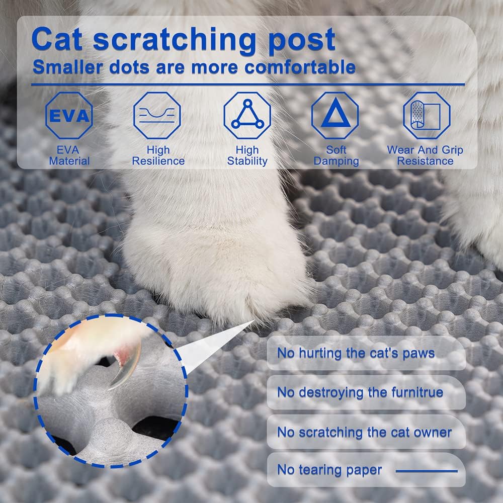 Cat Litter Mat, Double Layer Water Proof Litter Trapping Mat, Scatter Control,Grey(21"X30")