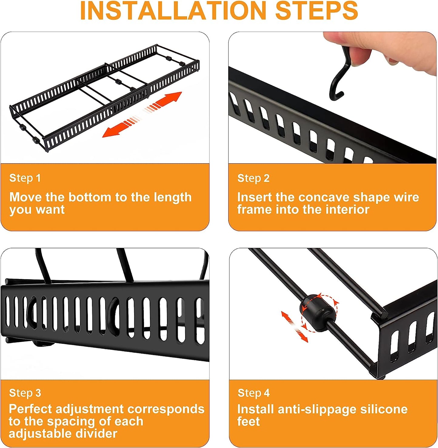 Pot Rack, Expandable Pan Organizer, Pot Lid Holder with 10 Adjustable Compartment for Kitchen Cabinet Cookware