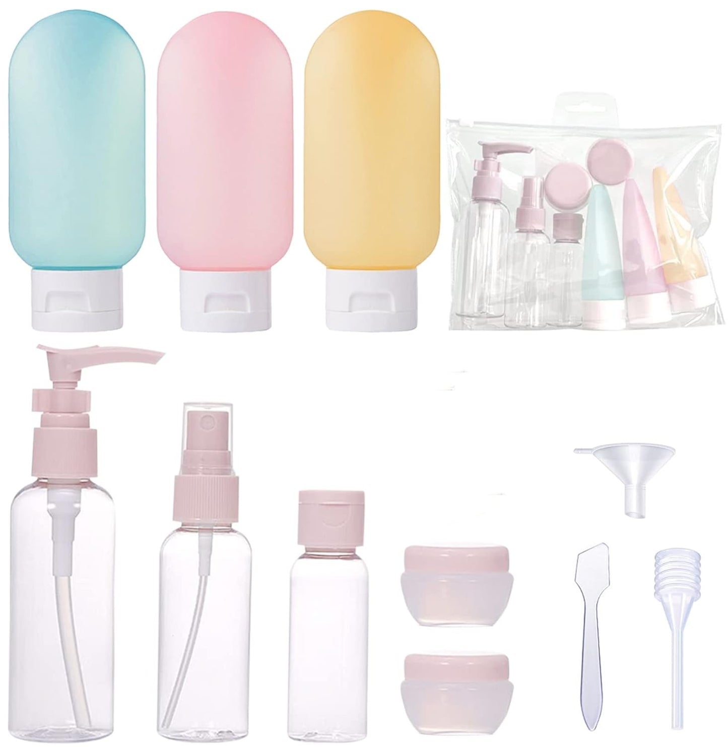 12 Pcs Travel Bottles Set, Silicone Squeezable Leakproof Containers with Labels