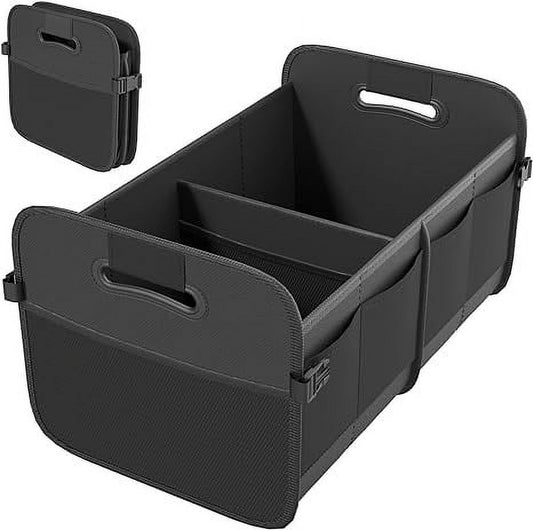 Car Trunk Organizer, Foldable Cargo Storage Containers, Collapsible Storage with Reinforced Handles, Organizer for Car Suv/Jeep/Sedan, Large Size, Black