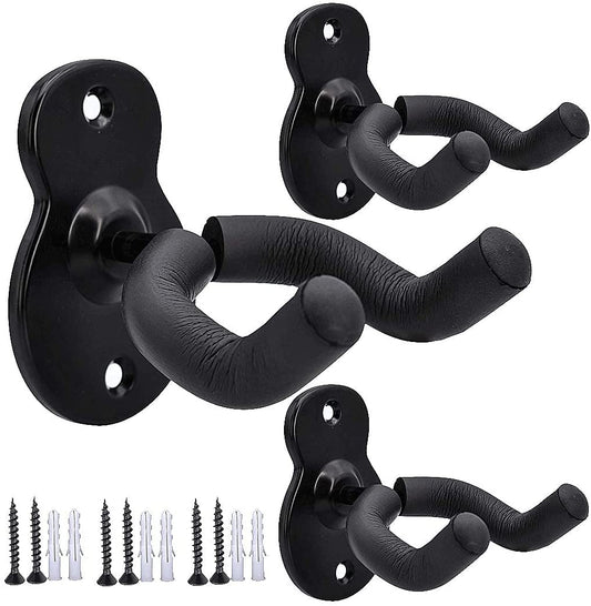 Guitar Wall Mount Wall Hanger 3 Pack, Guitar Style Holder Hooks Stand for Acoustic Electric Bass Ukulele Banjo Mandolin