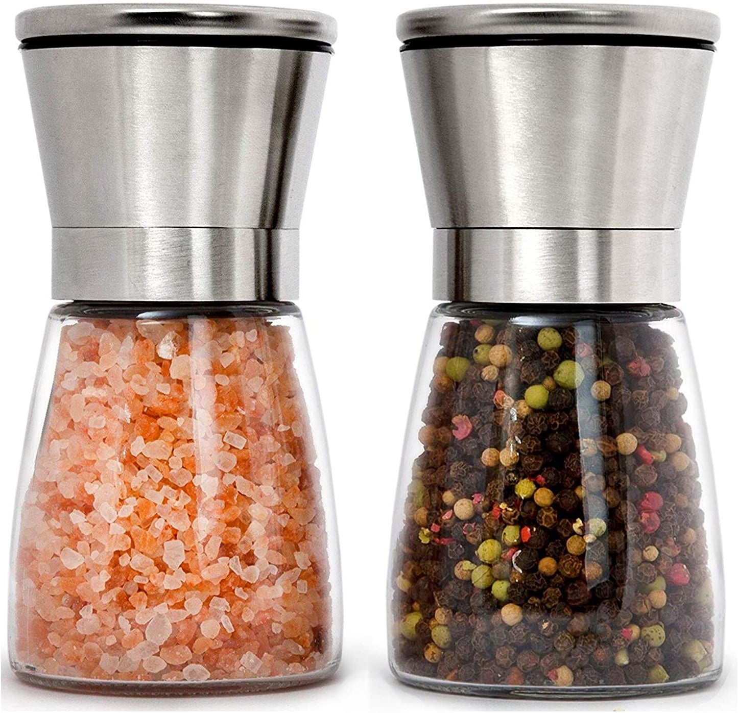 Salt and Pepper Grinder Set of 2, Premium Stainless Steel Spice Mill with Adjustable Coarseness