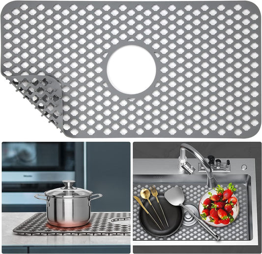 Silicone Sink Mat Protector, 24.8"x 13" Sink Grid for Farmhouse Kitchen Stainless Steel Sink