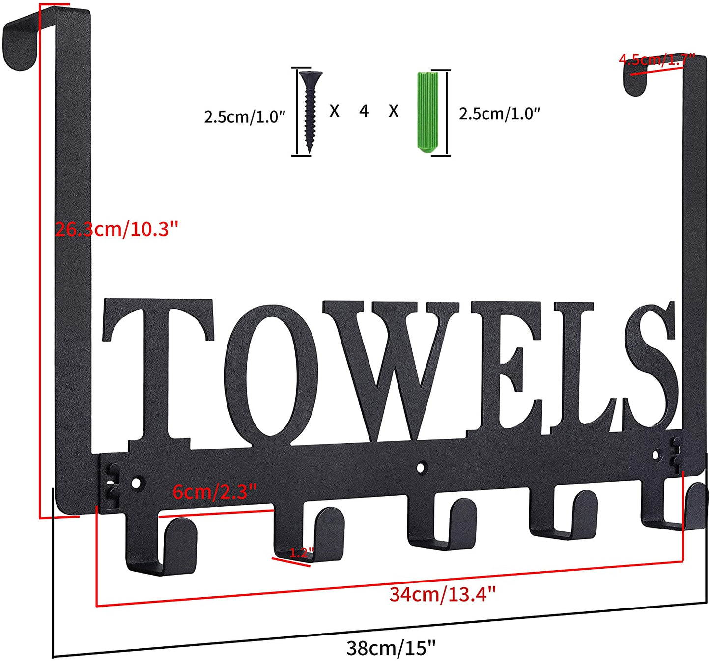 Over the Door Hooks, Door Mount Towel Holder, Towel Rack for Bathroom, Bedroom, Kitchen