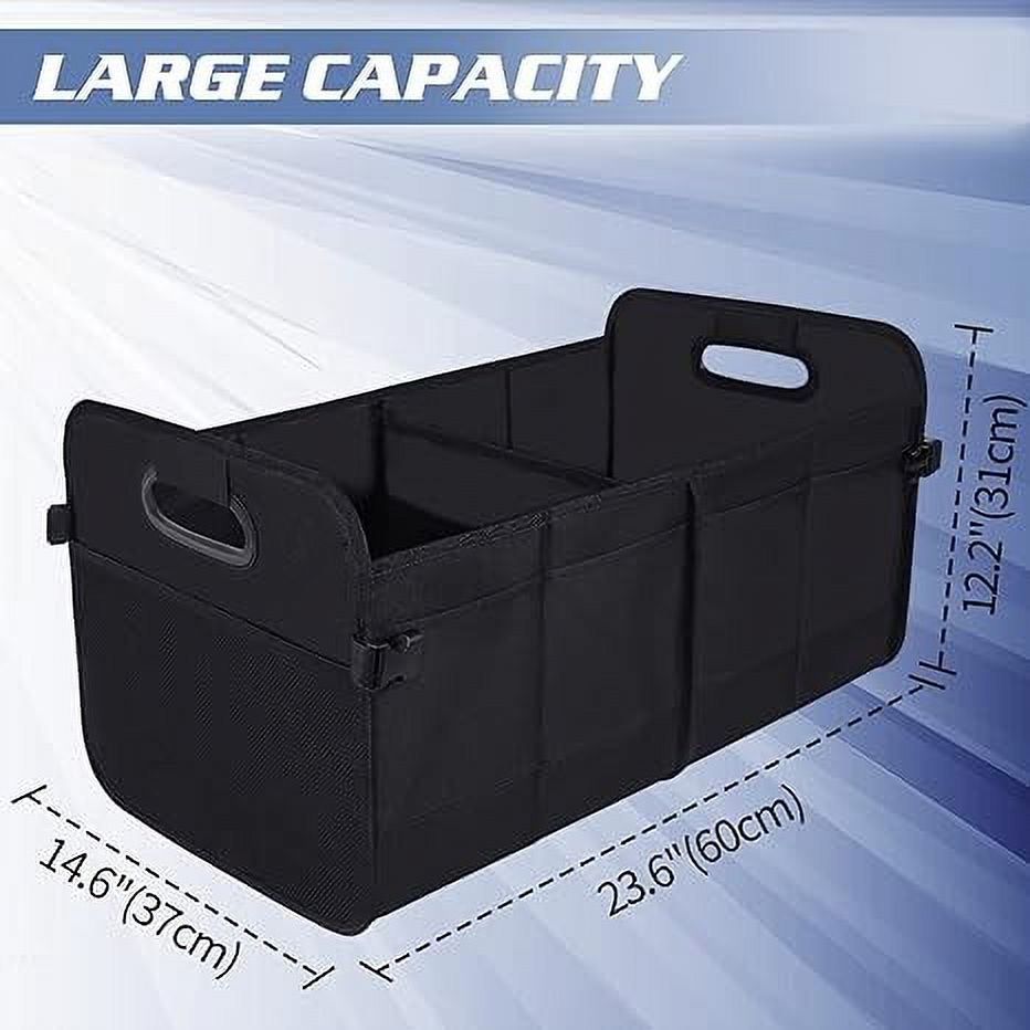 Car Trunk Organizer, Foldable Cargo Storage Containers, Collapsible Storage with Reinforced Handles, Organizer for Car Suv/Jeep/Sedan, Large Size, Black