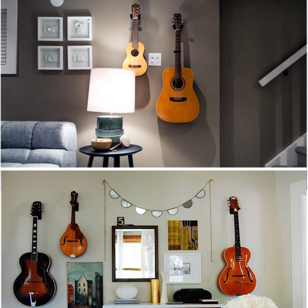 Guitar Wall Mount Wall Hanger 3 Pack, Guitar Style Holder Hooks Stand for Acoustic Electric Bass Ukulele Banjo Mandolin