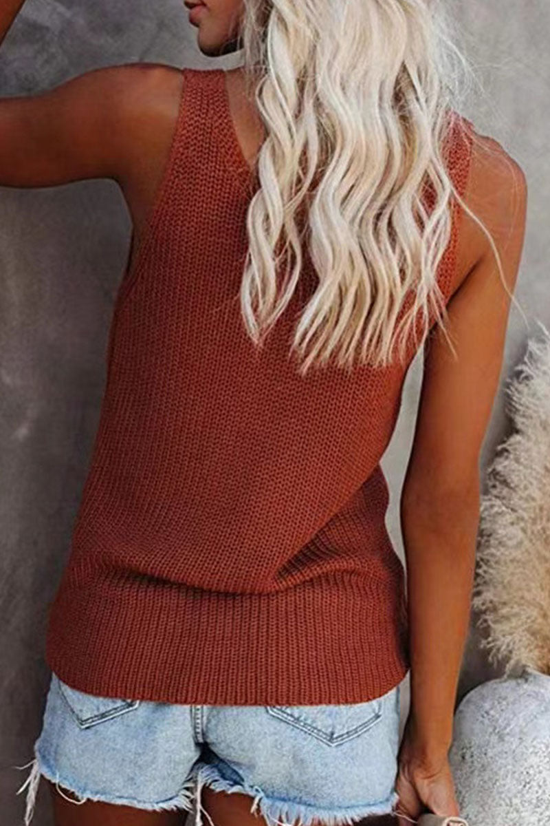Casual Solid V Neck Tops