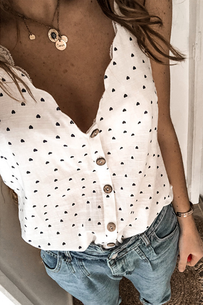 Casual Dot Split Joint V Neck Tops(5 Colors)