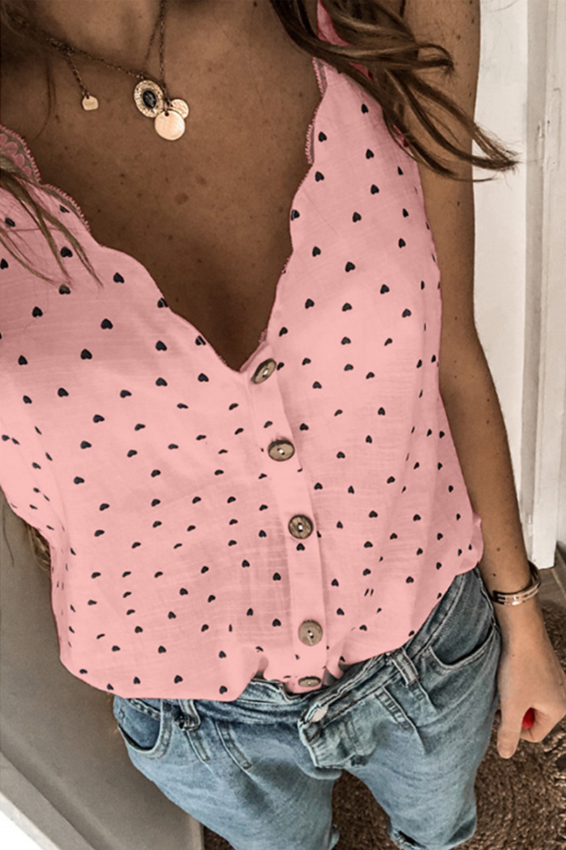 Casual Dot Split Joint V Neck Tops(5 Colors)