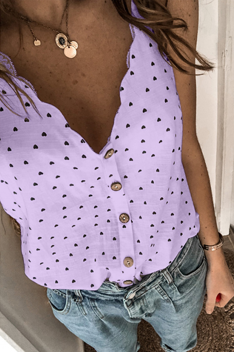 Casual Dot Split Joint V Neck Tops(5 Colors)
