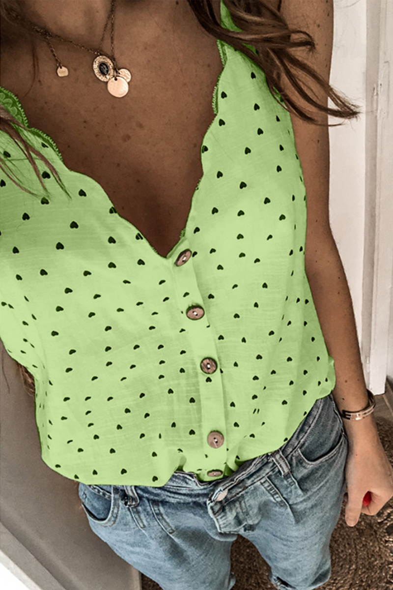 Casual Dot Split Joint V Neck Tops(5 Colors)