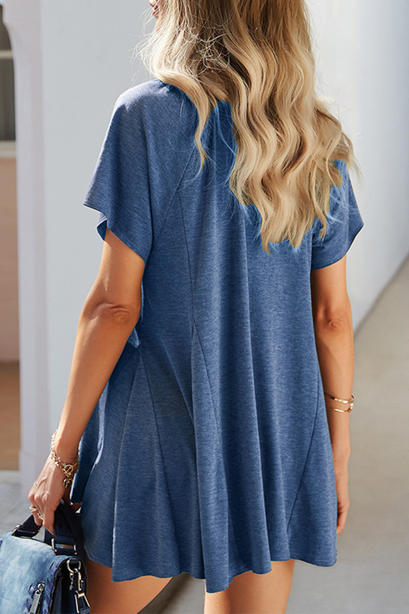 Casual Elegant Solid Buckle O Neck T-Shirts(4 Colors)