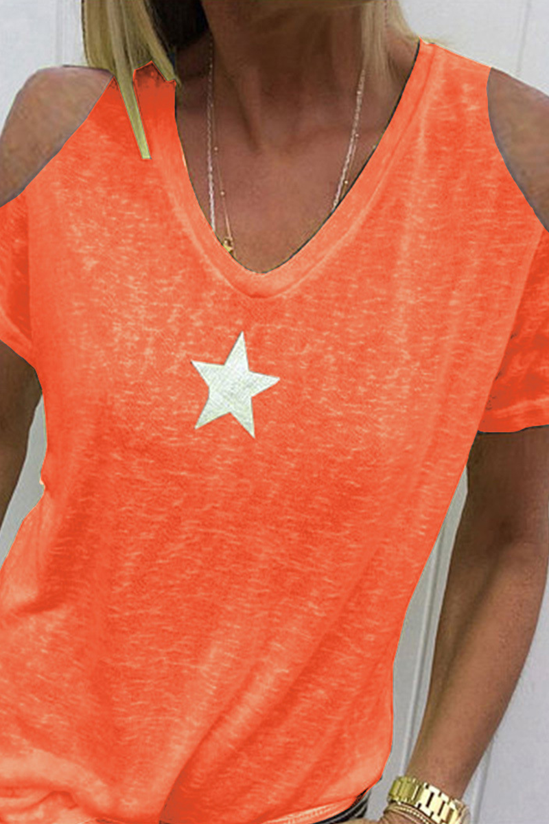 Casual Print The stars Hollowed Out U Neck T-Shirts(9 Colors)