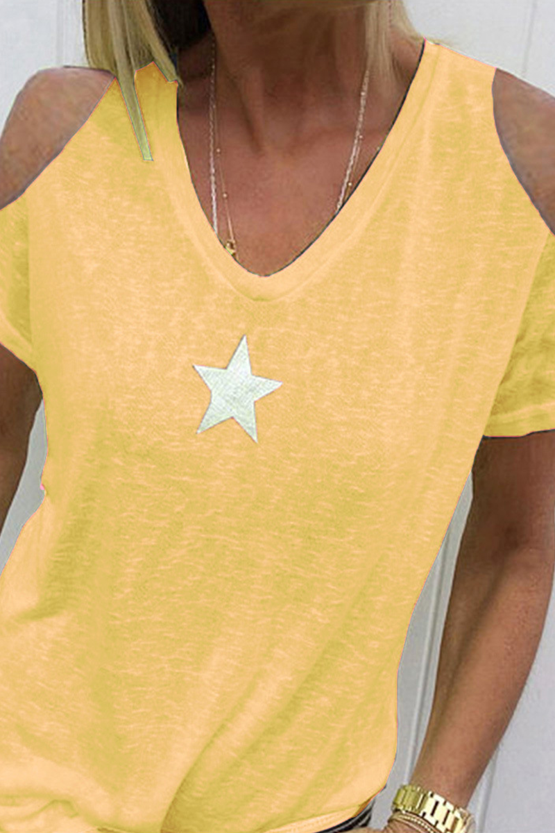 Casual Print The stars Hollowed Out U Neck T-Shirts(9 Colors)