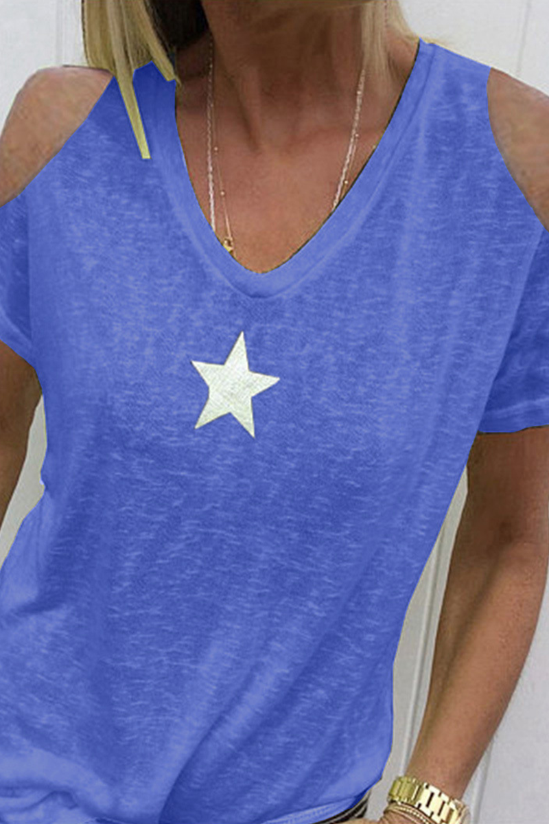 Casual Print The stars Hollowed Out U Neck T-Shirts(9 Colors)