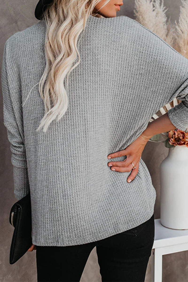 Casual Solid Fold V Neck Tops(4 Colors)