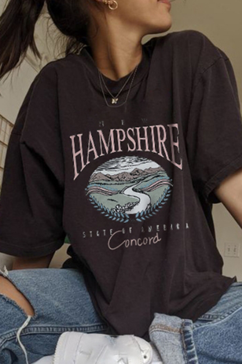 Street Print Basic O Neck T-Shirts