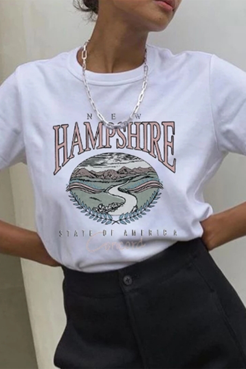 Street Print Basic O Neck T-Shirts