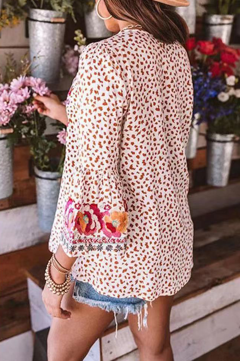 Fashion Print O Neck Tops