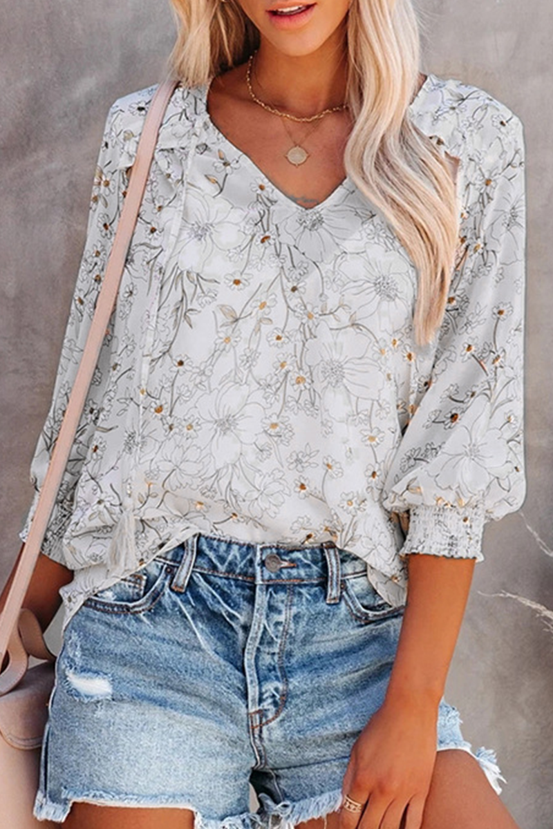 Fashion Elegant Floral Tassel Frenulum Tops