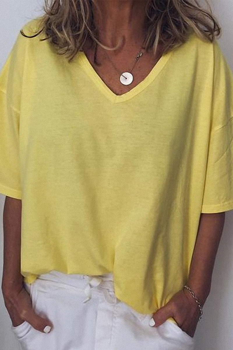 Casual Solid Basic V Neck T-Shirts(3 Colors)