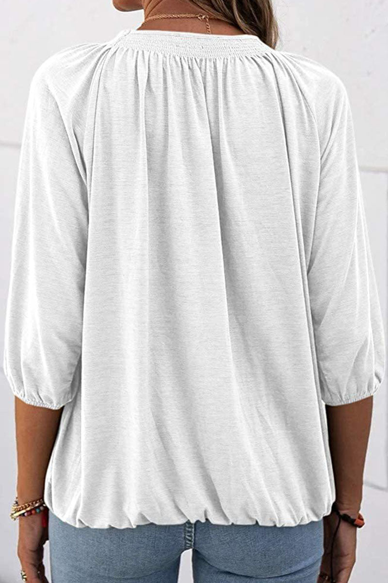 Fashion Casual Solid Split Joint O Neck T-Shirts