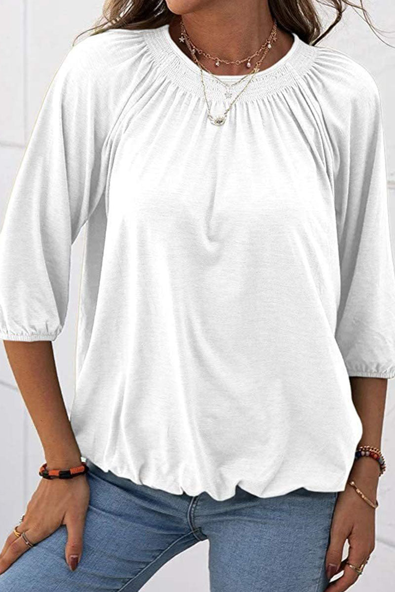 Fashion Casual Solid Split Joint O Neck T-Shirts