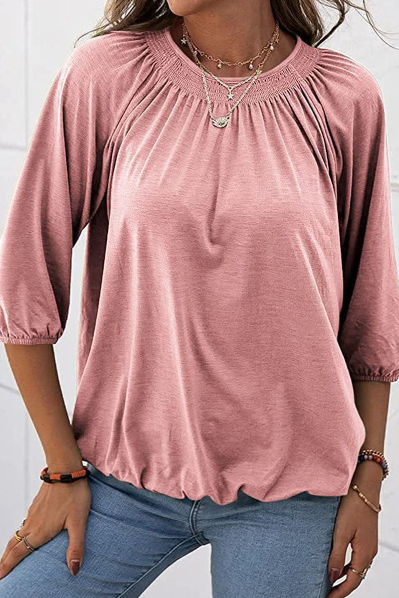 Fashion Casual Solid Split Joint O Neck T-Shirts