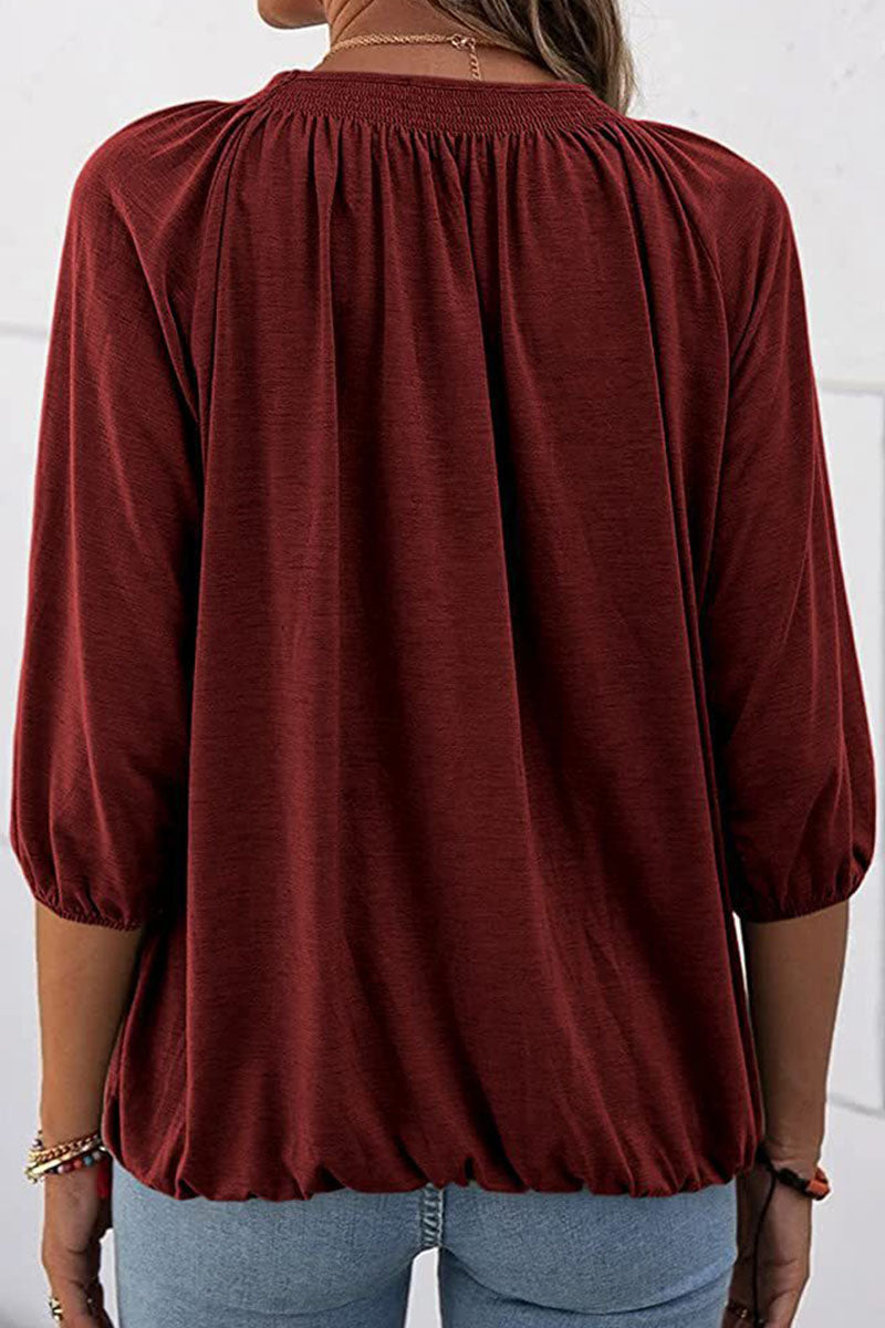 Fashion Casual Solid Split Joint O Neck T-Shirts