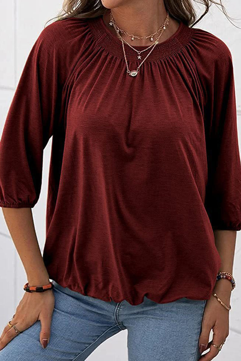 Fashion Casual Solid Split Joint O Neck T-Shirts