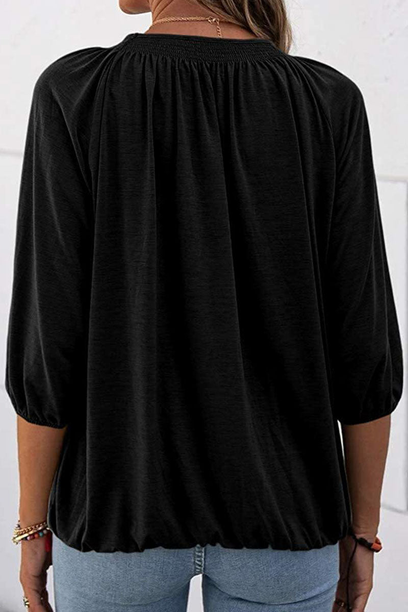 Fashion Casual Solid Split Joint O Neck T-Shirts