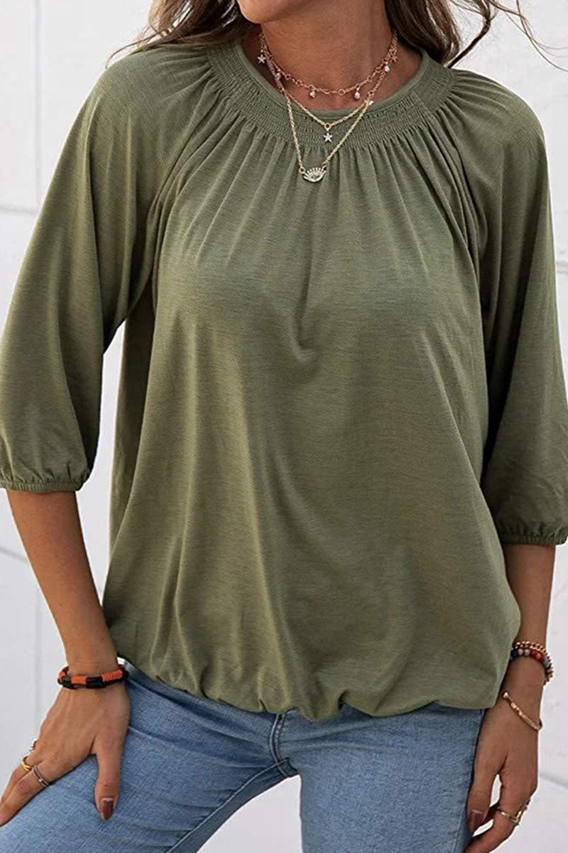 Fashion Casual Solid Split Joint O Neck T-Shirts