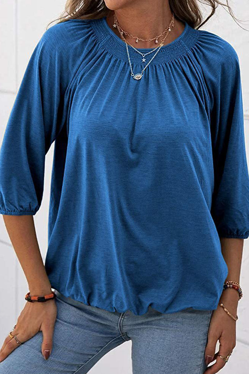 Fashion Casual Solid Split Joint O Neck T-Shirts