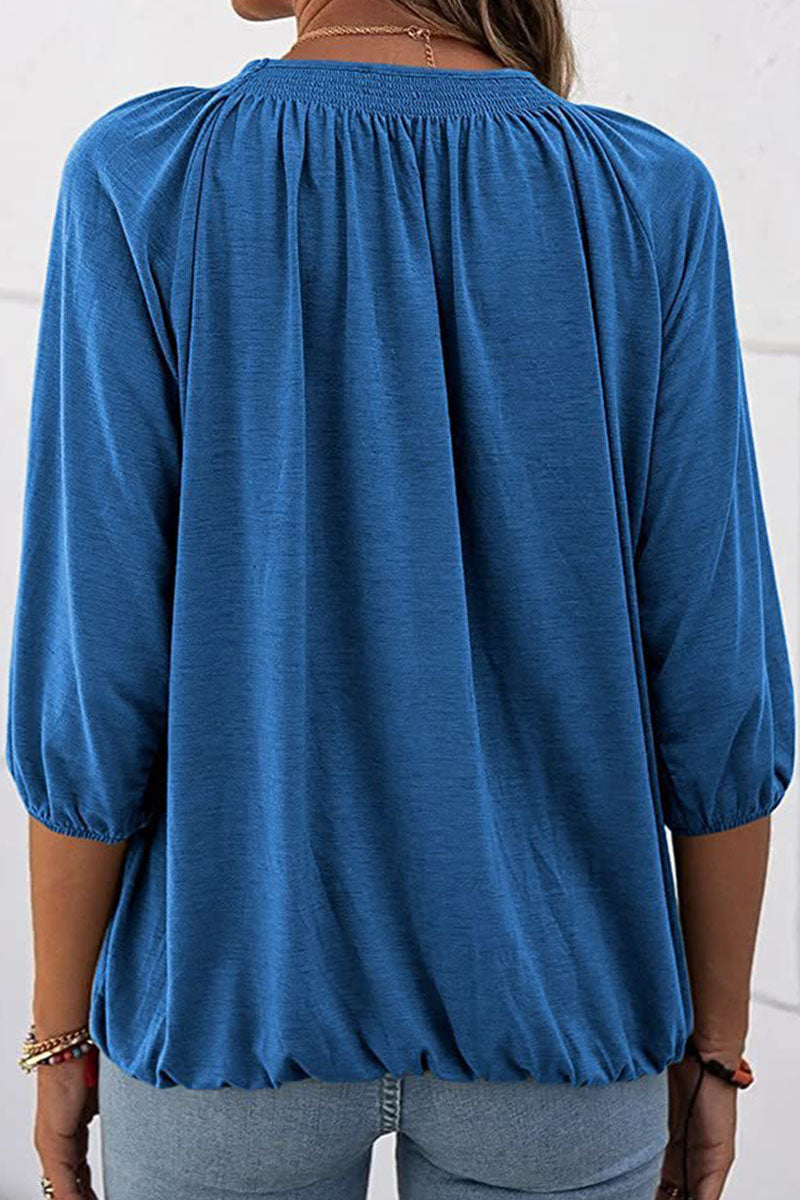 Fashion Casual Solid Split Joint O Neck T-Shirts