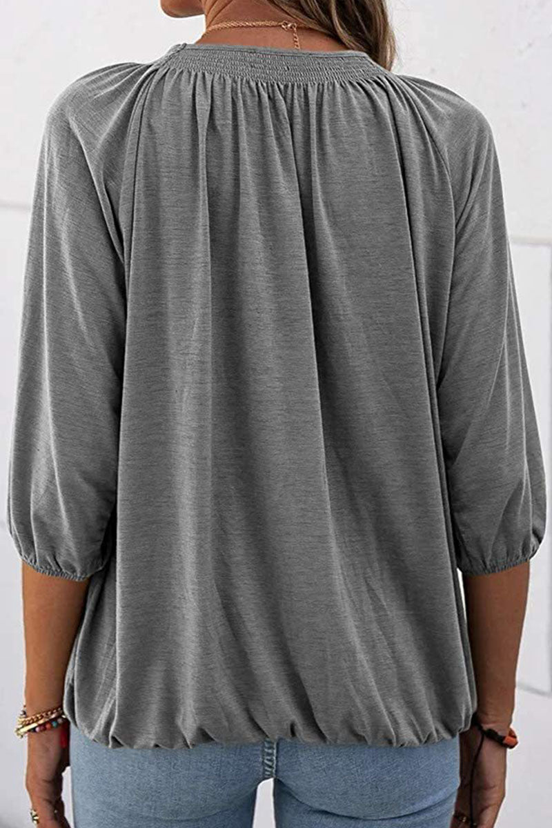 Fashion Casual Solid Split Joint O Neck T-Shirts