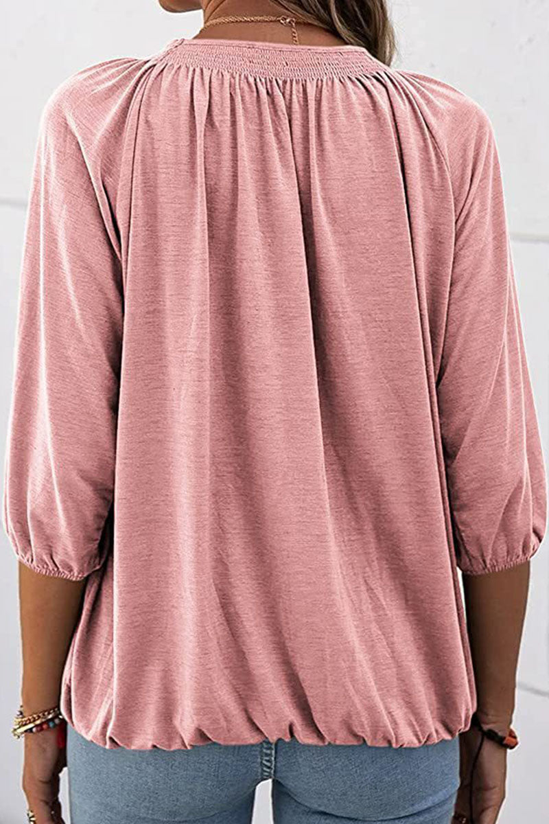 Fashion Casual Solid Split Joint O Neck T-Shirts