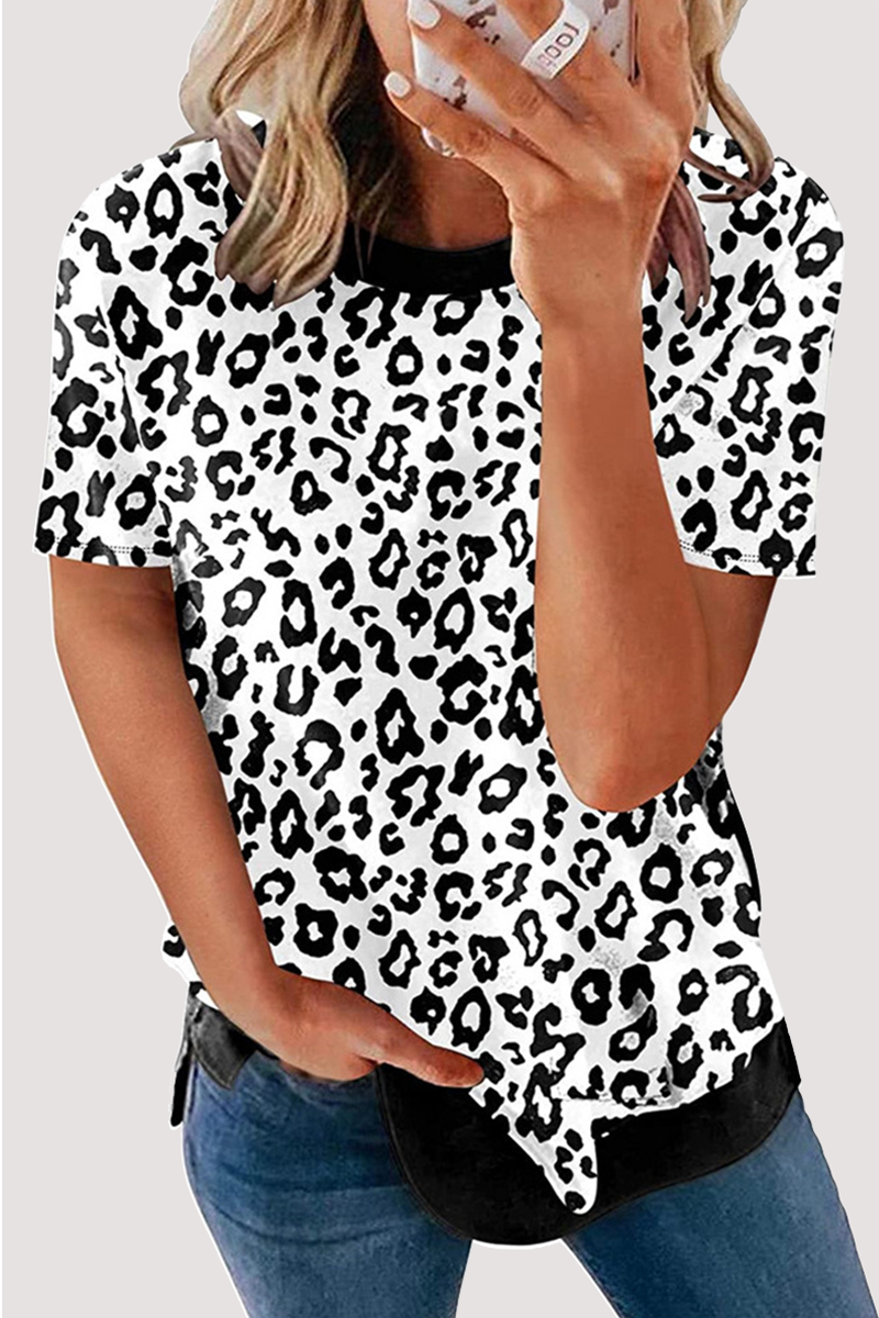 Casual Leopard Basic O Neck T-Shirts