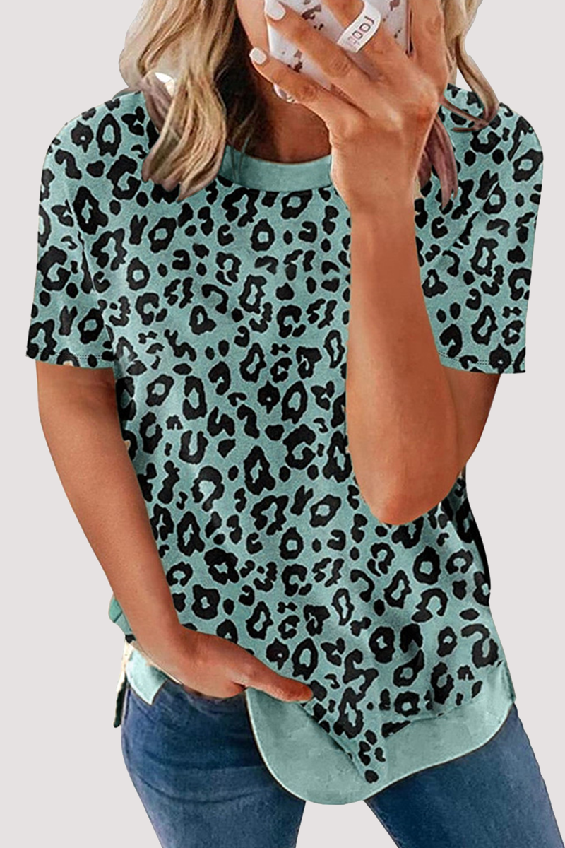 Casual Leopard Basic O Neck T-Shirts